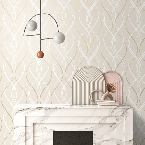 Papel pintado ONDAS BEIGE DORADO 981