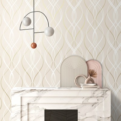 Papel pintado ONDAS BEIGE DORADO 981