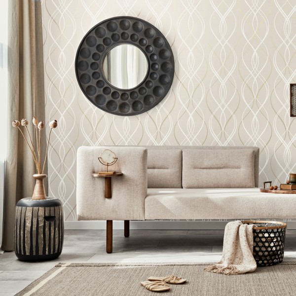 Papel de parede ONDAS BEGE DOURADO 981