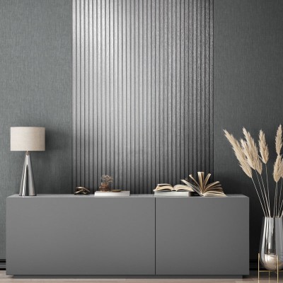 Papel pintado LISTONES DE MADERA PLATA 33395