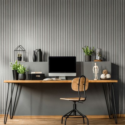 Papel pintado LISTONES DE MADERA PLATA 33395 2