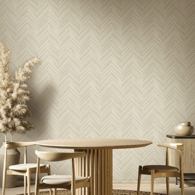 Papel pintado MADERA CHEVRON CREMA GRIS 33373 2
