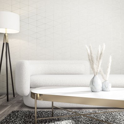 Papel pintado GEOMÉTRICO MADERA BLANCA 33356