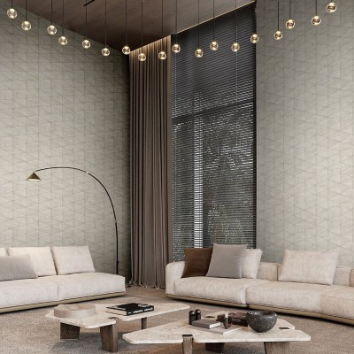 Papel pintado GEOMÉTRICO MADERA BEIGE CLARO Y BLANCO 33358