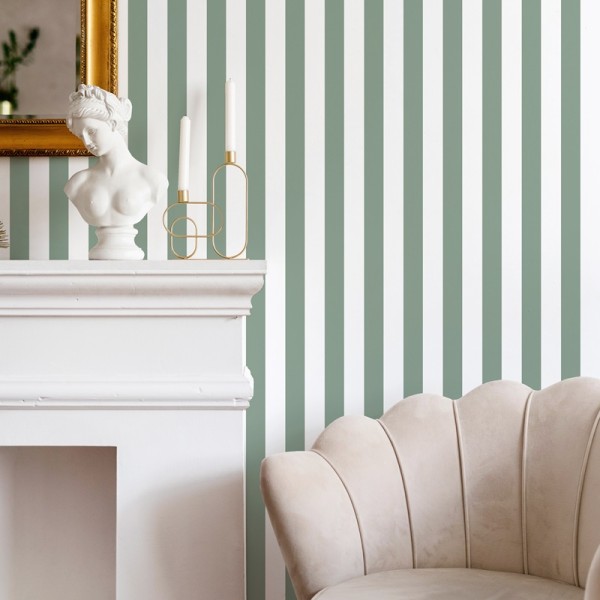 Papel pintado RAYAS VERDE INGLES 067
