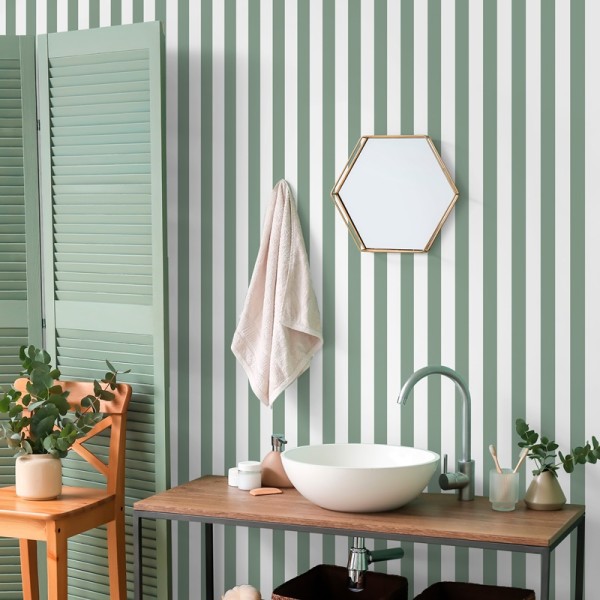 Papel pintado RAYAS VERDE INGLES 067