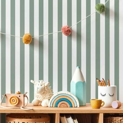 Papel pintado RAYAS VERDE INGLES 067