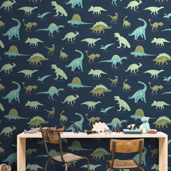 Paper pintat DINOSAURES INFANTILS BLAU MARÍ MNM_10570_60_60