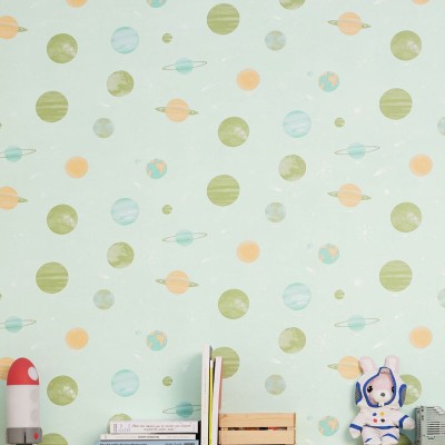 Paper pintat PLANETES INFANTILS VERD MNM_10568_70_00 2