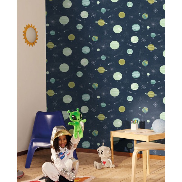 Paper pintat PLANETES INFANTILS BLAU MARÍ MNM_10568_60_66 Paper pintat PLANETES INFANTILS BLAU MARÍ MNM_10568_60_66