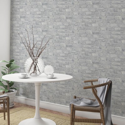 Papel de parede TIJOLO CINZA COM RELEVO 34835