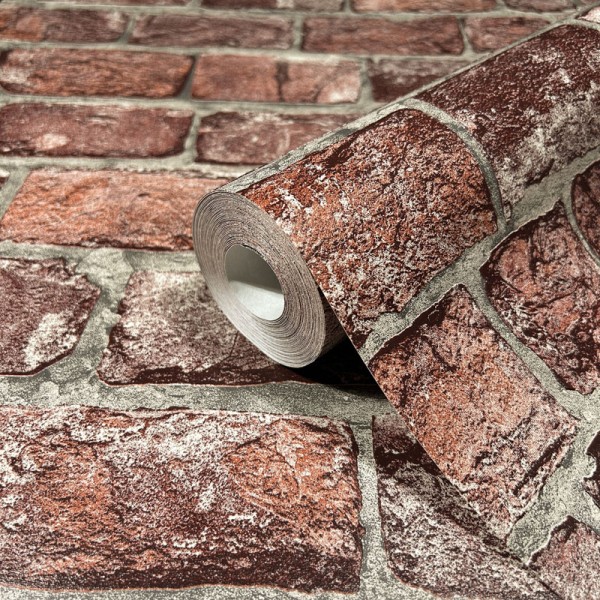 Papel pintado LADRILLO ROJIZO CON RELIEVE 34833