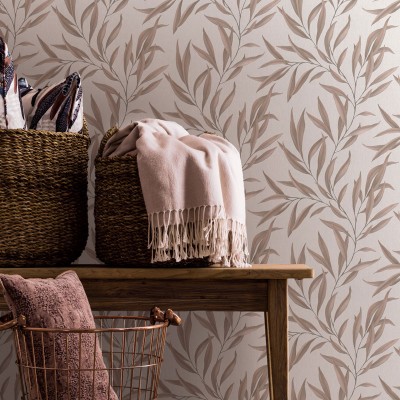 Papel pintado HOJAS ROSA ANTIGUO MARRÓN 32203 2