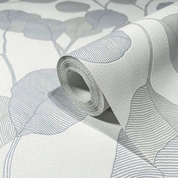 Papel pintado HOJAS CON LINEAS GRIS 34808 Papel pintado HOJAS CON LINEAS GRIS 34808