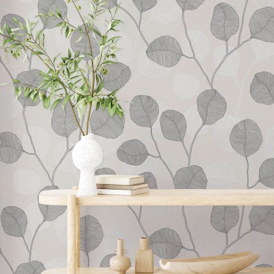 Papel de parede FOLHAS COM LINHAS 34810 2