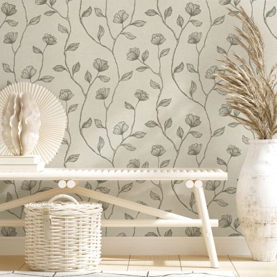 Paper pintat FLORS DAURAT BEIGE 34804 Paper pintat FLORS DAURAT BEIGE 34804