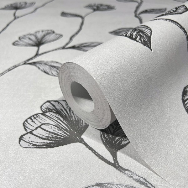 Papel pintado FLORES PLATA GRIS 34802