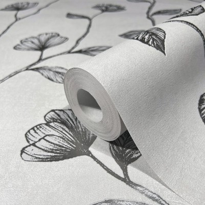 Paper pintat FLORS PLATA GRIS 34802 Paper pintat FLORS PLATA GRIS 34802