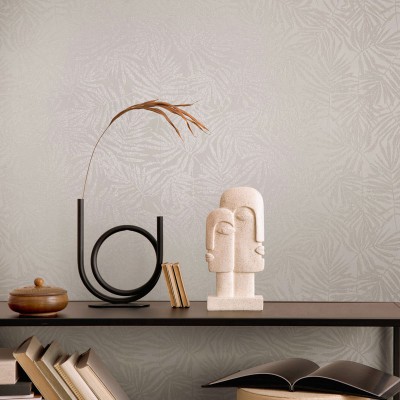 Paper pintat BRANQUES AMB FULLES BEIGE PERLAT 31315 2