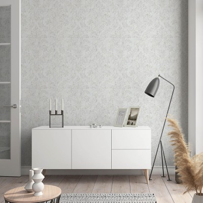 Papel de parede DAMASCO BRANCO EFEITO ENVELHECIDO 34811 Papel de parede DAMASCO BRANCO EFEITO ENVELHECIDO 34811