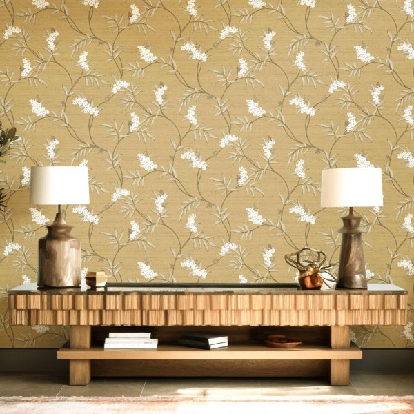Papel pintado FLORAL JAPONÉS OCRE 33307