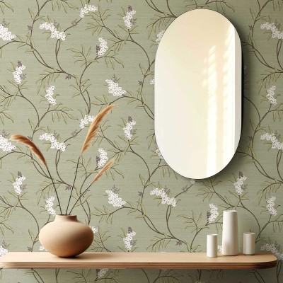 Papel de parede FLORAL JAPONÊS VERDE 33305 Papel de parede FLORAL JAPONÊS VERDE 33305