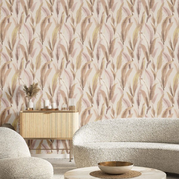 Papel pintado HOJAS EFECTO BORDADO ROSA 39008 Papel pintado HOJAS EFECTO BORDADO ROSA 39008