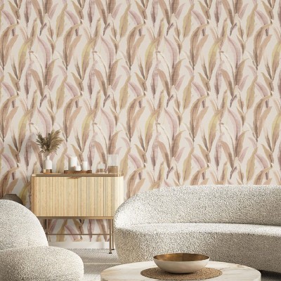 Papel pintado HOJAS EFECTO BORDADO ROSA 39008 Papel pintado HOJAS EFECTO BORDADO ROSA 39008