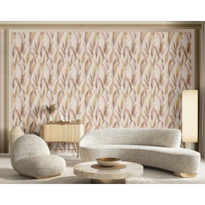 Papel de parede FOLHAS EFEITO BORDADO