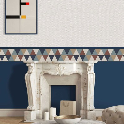 Cenefa Papel Pintado TRIÁNGULOS AZUL Y MARRÓN B39094 2