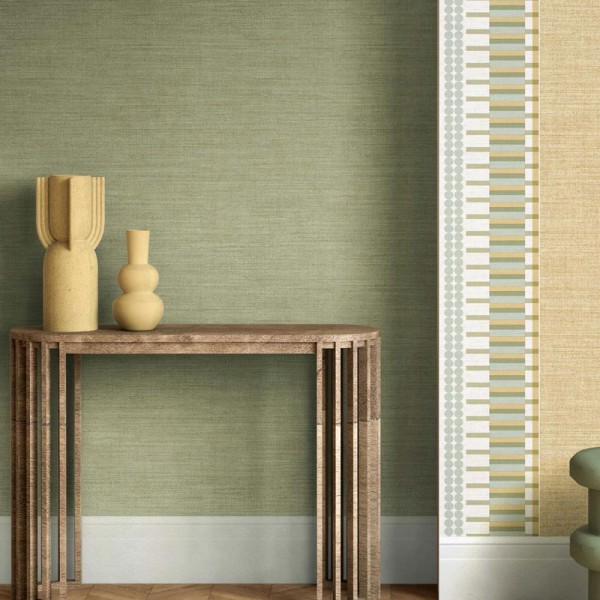 Cenefa Papel Pintado FORMAS GEOMÉTRICAS VERDE OCRE B39085