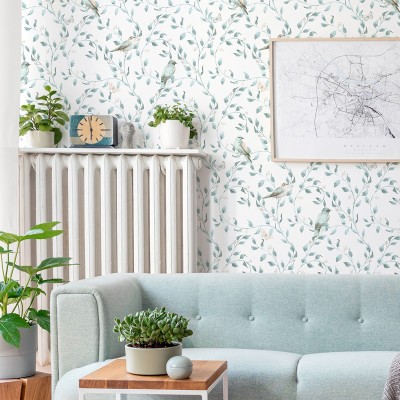 Papel de parede PASSARINHOS TURQUESA 313 Papel de parede PASSARINHOS TURQUESA 313