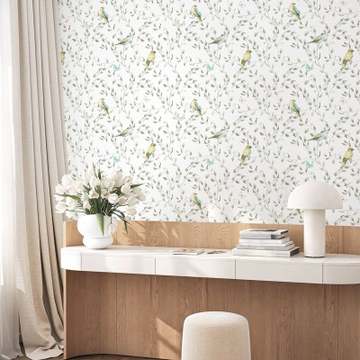 Papel pintado PAJARITOS VERDE TENUE 318 Papel pintado PAJARITOS VERDE TENUE 318