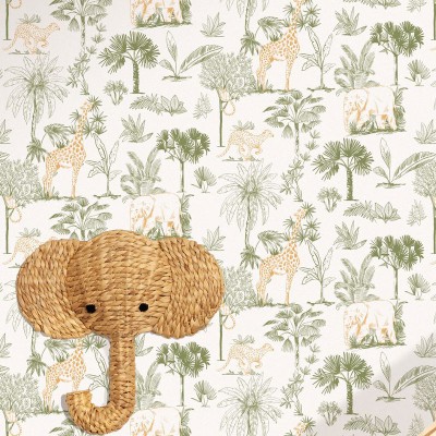 Papel de parede ANIMAIS DA SAVANA VERDE E LARANJA MNM_10573_70_07 2