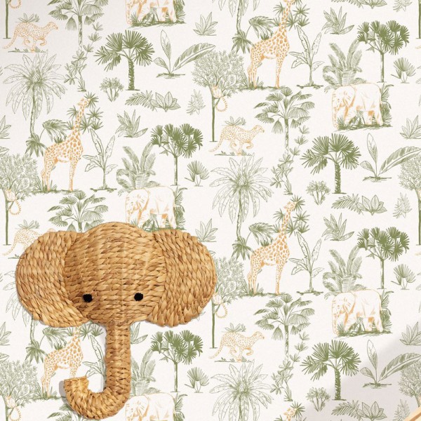 Papel de parede ANIMAIS DA SAVANA VERDE E LARANJA MNM_10573_70_07 Papel de parede ANIMAIS DA SAVANA VERDE E LARANJA MNM_10573_70_07