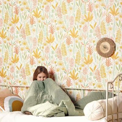 Papel pintado HOJAS INFANTILES ROJO OCRE MNM_10572_43_40