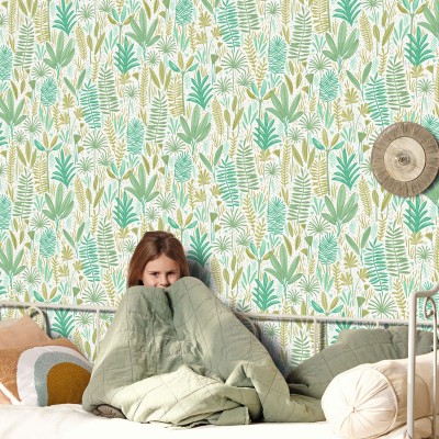 Papel de parede FOLHAS INFANTIS VERDE MNM_10572_71_77 2
