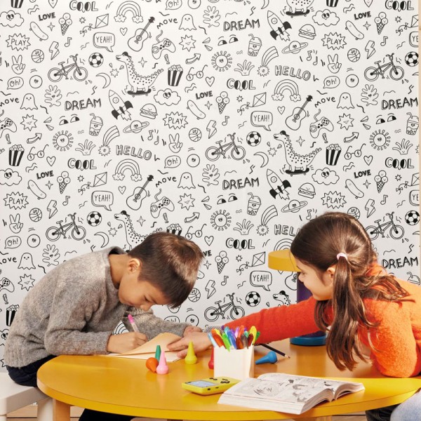 Papel de parede INFANTIL CÓMIC PRETO E BRANCO MNM_10582_90_90