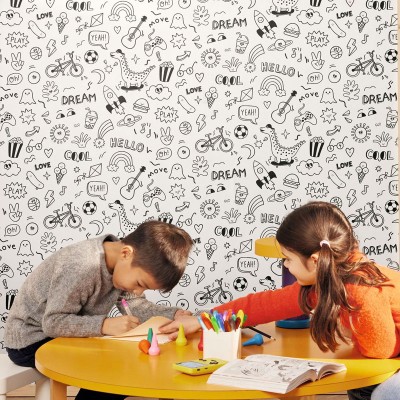 Papel de parede INFANTIL CÓMIC PRETO E BRANCO MNM_10582_90_90