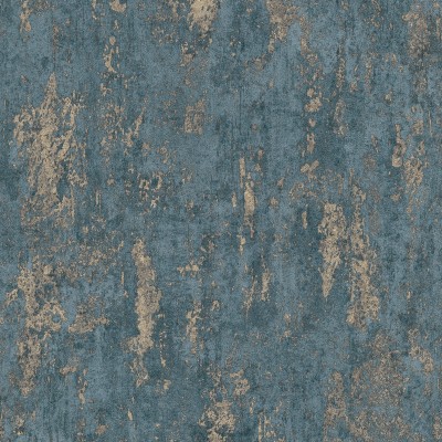 Papel de parede TEXTURA INDUSTRIAL AZUL E DOURADO