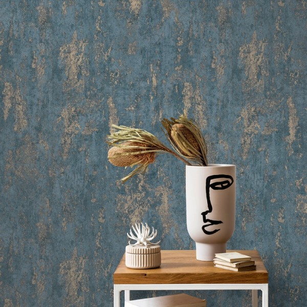 Paper pintat TEXTURA INDUSTRIAL BLAU I DAURAT Paper pintat TEXTURA INDUSTRIAL BLAU I DAURAT