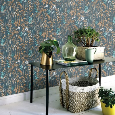 Papel de parede PLANTAS E VEGETAÇÃO AZUL MARINHO 10258-08 2