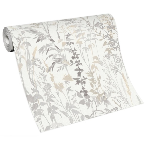 Paper pintat PLANTES I  VEGETACIÓ BEIGE I GRIS 10258-14