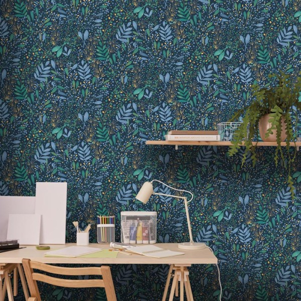 Papel pintado JARDÍN ACUARELA AZUL Y VERDE GNL2_10169_97_85 Papel pintado JARDÍN ACUARELA AZUL Y VERDE GNL2_10169_97_85