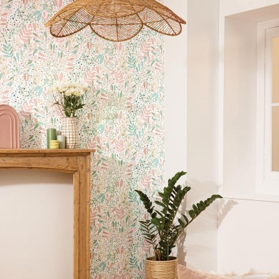 Papel pintado JARDÍN ACUARELA ROSA Y VERDE AGUA GNL2_10169_04_58 2