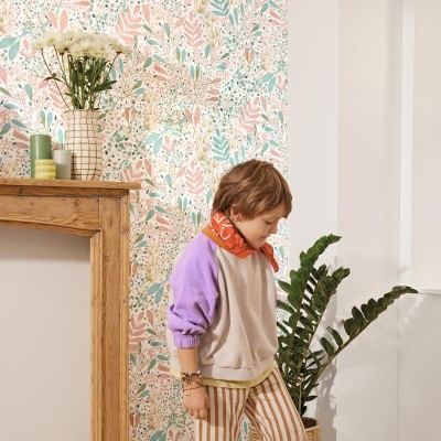 Papel de parede JARDIM AQUARELA ROSA E VERDE ÁGUA GNL2_10169_04_58 Papel de parede JARDIM AQUARELA ROSA E VERDE ÁGUA GNL2_10169_04_58