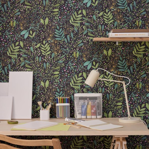 Papel pintado JARDÍN ACUARELA VERDE Y NEGRO GNL2_10169_97_91 Papel pintado JARDÍN ACUARELA VERDE Y NEGRO GNL2_10169_97_91