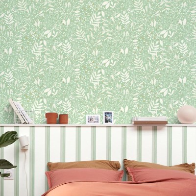 Papel de parede JARDIM AQUARELA BRANCO E VERDE GNL2_10169_70_73 2