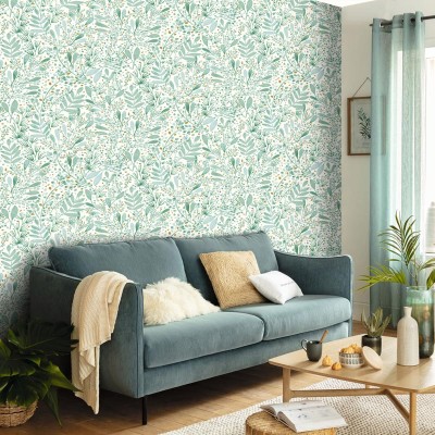 Papel pintado JARDÍN ACUARELA VERDE Y AZUL PASTEL GNL2_10169_76_20 2