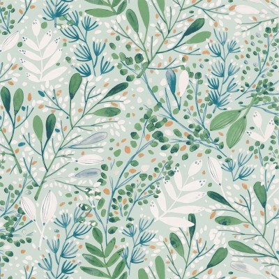 Papel de parede JARDIM AQUARELA VERDE E AZUL GNL2_10169_76_72 Papel de parede JARDIM AQUARELA VERDE E AZUL GNL2_10169_76_72